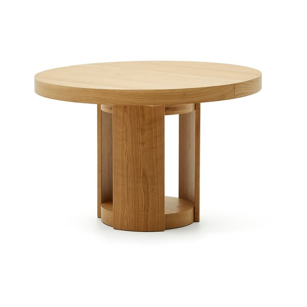 Okrogla raztegljiva jedilna miza z dodatno ploščo v hrastovem dekorju ø 120 cm Artis – Kave Home