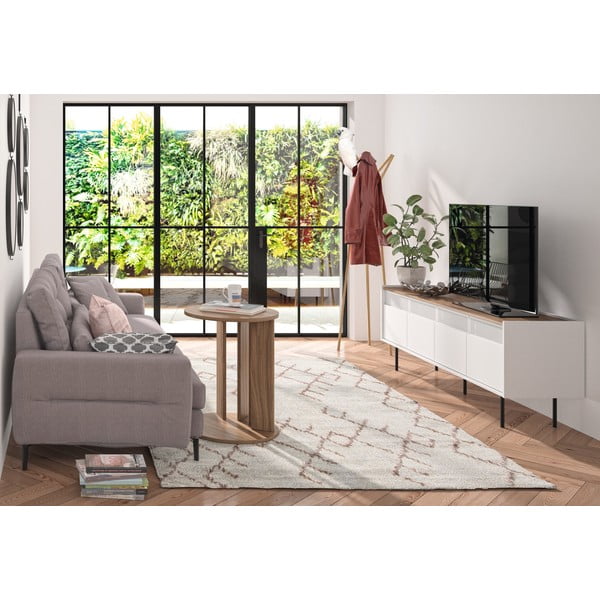 Okrogla klubska mizica s ploščo v dekorju oreha ø 50 cm Nora - TemaHome-image-4