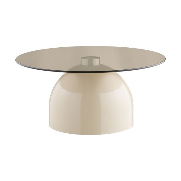 Bež okrogla klubska mizica s stekleno mizno ploščo ø 70 cm Ravello – House Nordic-image-2