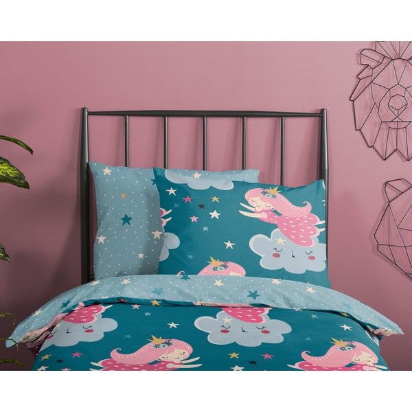 Modrozelena bombažna otroška posteljnina za otroško posteljico 120x150 cm Princesse – Good Morning-image-2