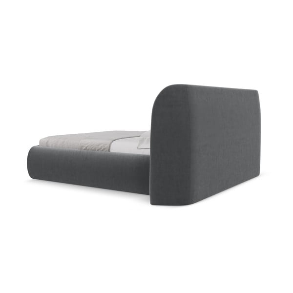 Temno siva oblazinjena zakonska postelja s prostorom za shranjevanje z letvenim dnom 180x200 cm Hauke – Makamii-image-4