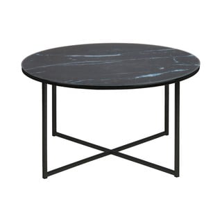 Črna kavna mizica z marmonim vrhom Actona Alisma, ⌀ 80 cm