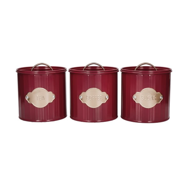Rdeče kovinske pločevinke za hrano v kompletu 3 kos - Kitchen Craft