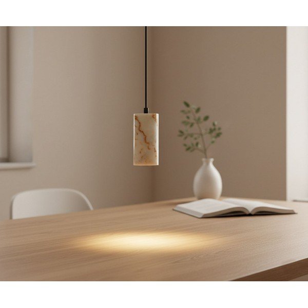 Kremno bela viseča svetilka z marmornim senčilom ø 6,5 cm Selma – Opviq lights-image-2