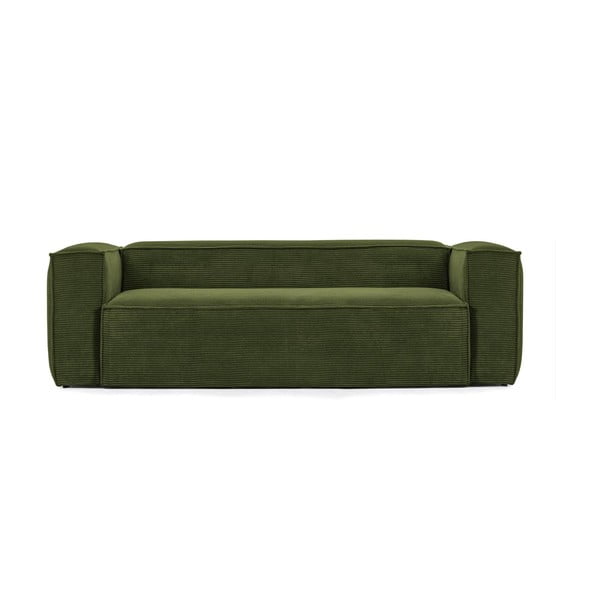 Zelena sedežna garnitura iz rebrastega žameta 240 cm Blok – Kave Home