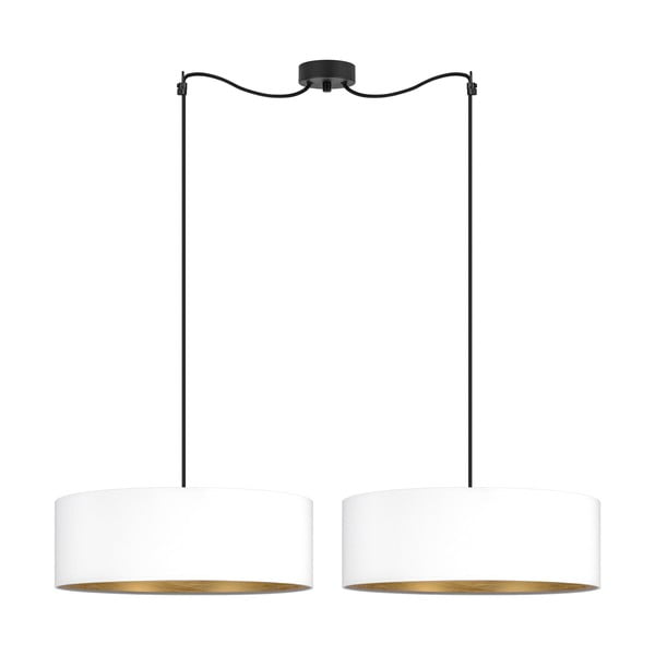 Bela dvojna viseča svetilka z detajli v zlati barvi Sotto Luce Tres S, ⌀ 45 cm