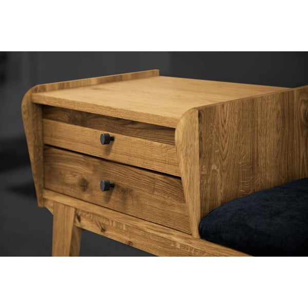 Klop s predali iz hrastovega lesa z modrim sedežem Retro - The Beds-image-4