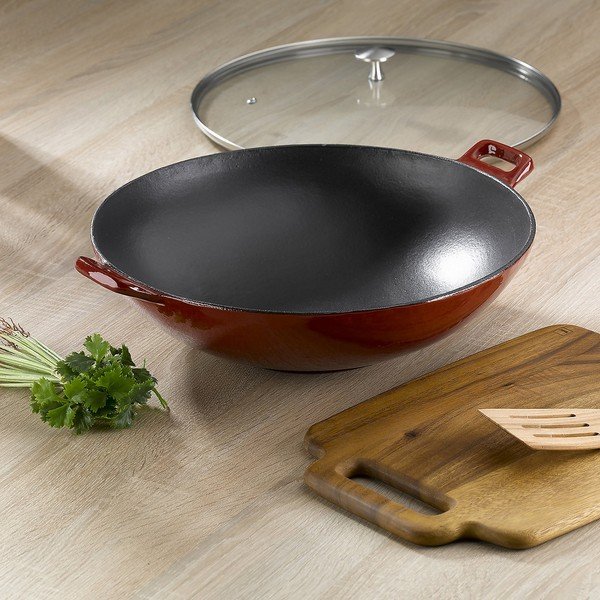 Rdeča litoželezna WOK ponev Kela Calido, ø 36 cm-image-2