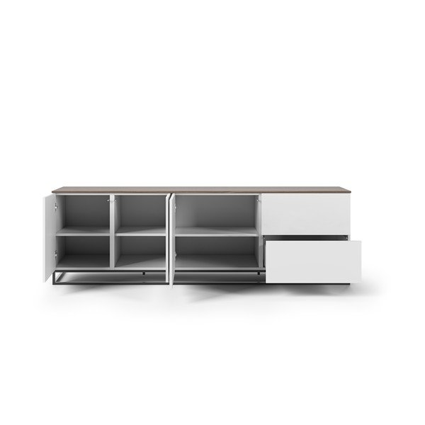 Mat bela TV mizica s ploščo iz orehovine, 200 x 65 cm-image-1