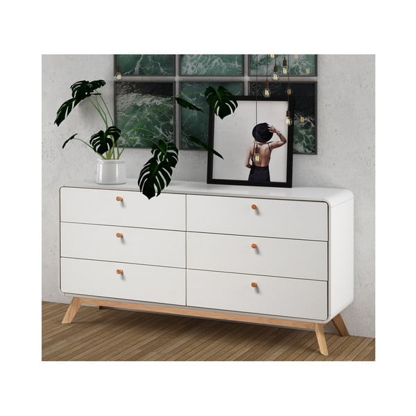 Bela nizka komoda 150x74 cm Caitlin – Støraa-image-2