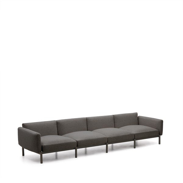 Temno siv vrtni modularni kavč 370 cm Sorells – Kave Home-image-1
