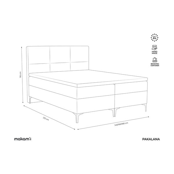 Svetlo modra boxspring postelja s prostorom za shranjevanje 160x200 cm Pakalana – Makamii-image-3