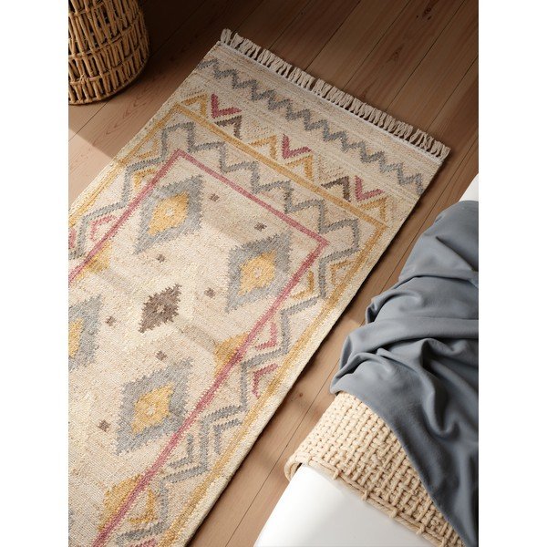 Kremno bel ročno tkan tekač iz jute 80x200 cm Roya Imani – Elle Decoration-image-2