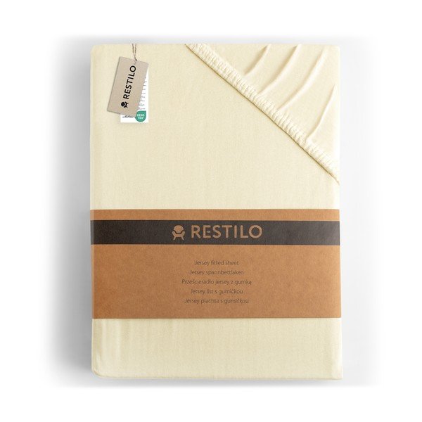 Kremno bela napenjalna rjuha iz jerseyja 160x200 cm Amber – Restilo-image-4