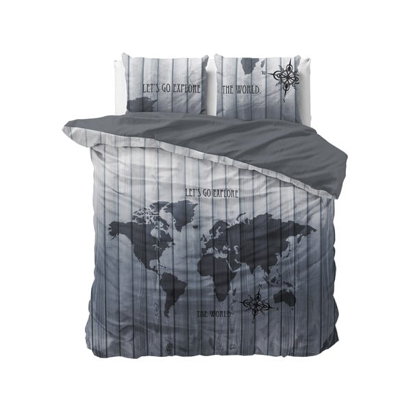 Bombažna posteljnina za zakonsko posteljo Pure Cotton The World, 200 x 200/220 cm