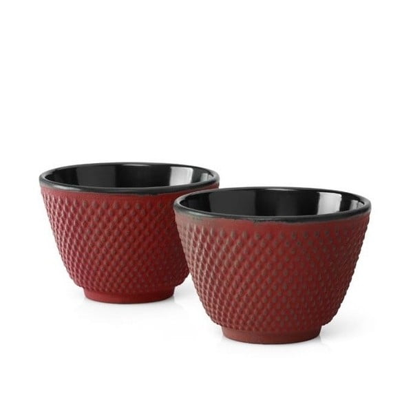 Komplet 2 rdečih skodelic za čaj iz litega železa Bredemeijer Xilin, ⌀ 7,8 cm