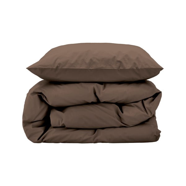 Rjava podaljšana posteljnina za zakonsko posteljo iz bombažnega perkala 200x220 cm Crisp – Södahl