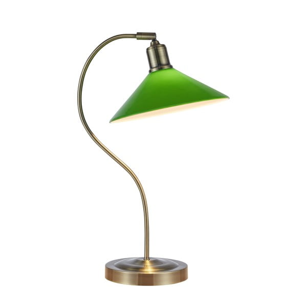Zeleno-medeninasta namizna svetilka s steklenim senčilom (višina 49 cm) Vela – Markslöjd