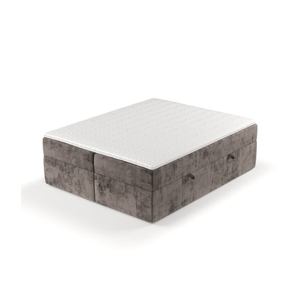 Rjava boxspring postelja s prostorom za shranjevanje 200x200 cm Yoko – Maison de Rêve-image-2