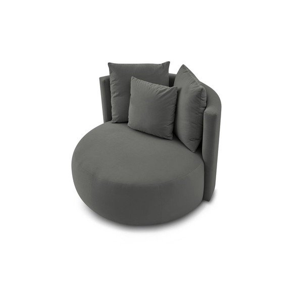 Svetlo siv žameten fotelj Cesar – Bobochic Paris-image-4