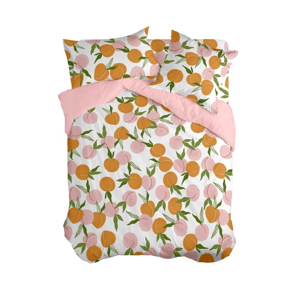 Oranžna/rožnata enojna prevleka za odejo 140x200 cm Peach fruits – Aware