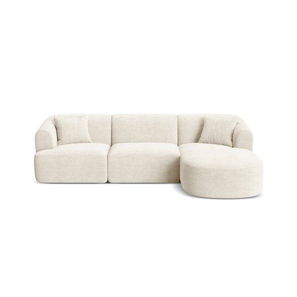 Bež kotna sedežna garnitura iz rebrastega žameta (desni kot/z ležalnikom) Campi – Cosmopolitan Design