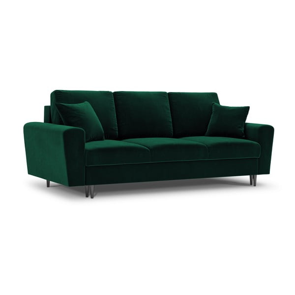 Zelena žametna raztegljiva sedežna garnitura s prostorom za shranjevanje 235 cm Kyoto – Cosmopolitan Design-image-1