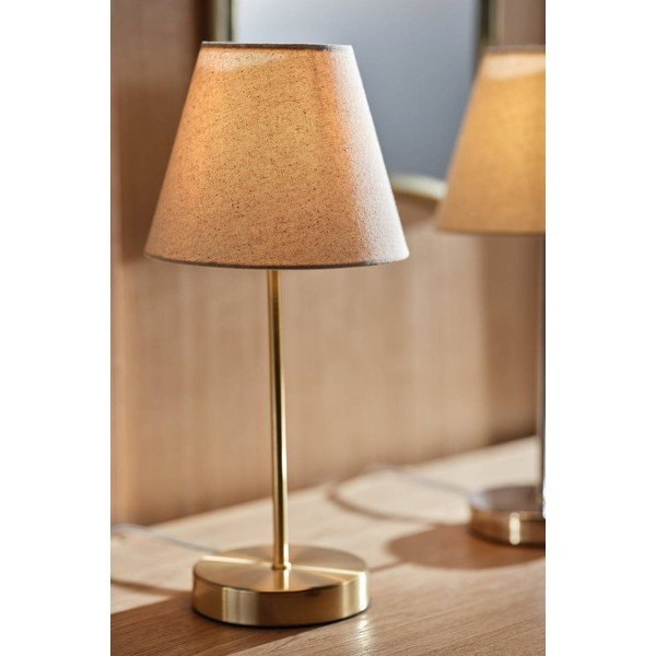 Bež/medeninasta tekstilna namizna svetilka (višina 39 cm) Lasse – Jotex-image-1