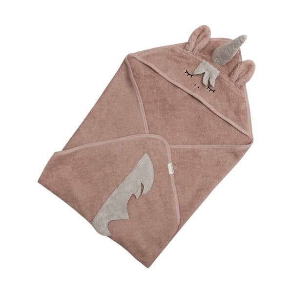 Rožnata bombažna otroška brisača s kapuco 75x75 cm Unicorn – Kindsgut-image-3