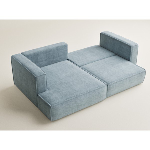 Svetlo modra raztegljiva/s prostorom za shranjevanje kotna sedežna garnitura iz šenilje (levi kot/z ležalnikom) Velto – Maison de Rêve-image-3