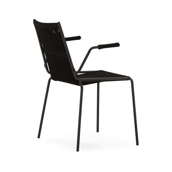 Črni kovinski jedilni stoli v kompletu z nasloni za roke/z možnostjo nalaganja 2 ks Emily – Marckeric-image-4