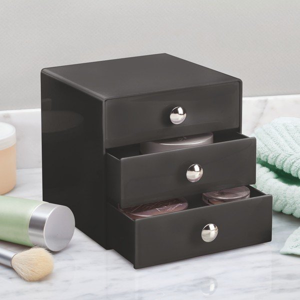 Črn organizator s tremi predali iDesign Drawer-image-1