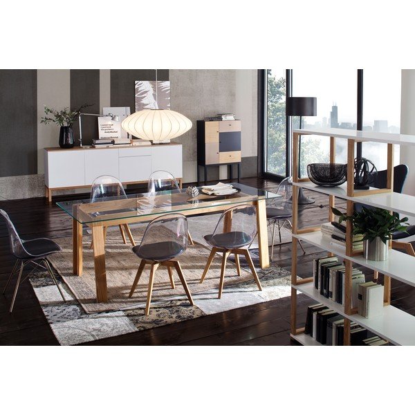 Bela komoda s 4 vrati in nogami iz hrastovega lesa Tenzo Patch-image-4