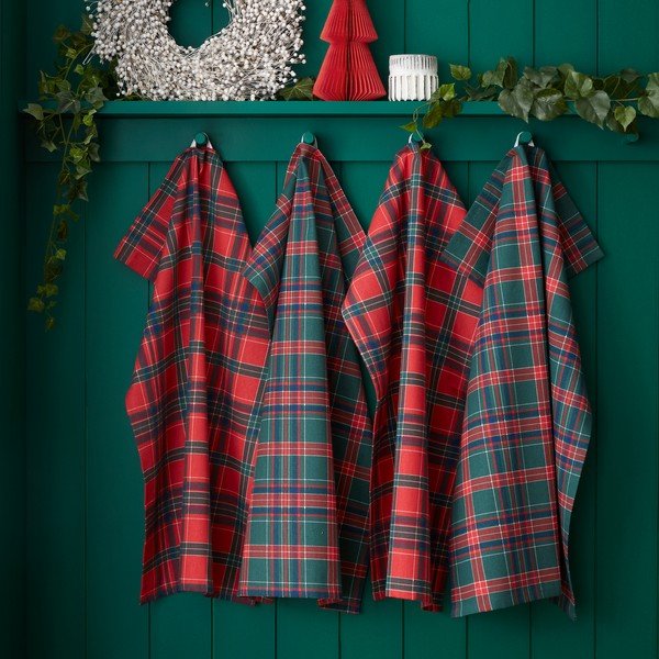 Bombažne kuhinjske krpe v kompletu 4 ks z božičnim motivom 70x50 cm Christmas Tartan Check – Catherine Lansfield-image-1