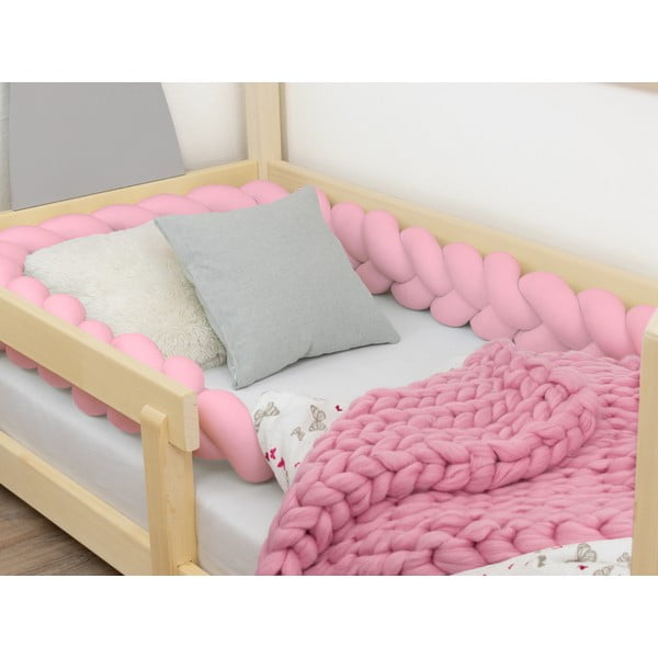Rožnata zaščitna blazina za otroško posteljico Benlemi Jersey, dolžina 350 cm