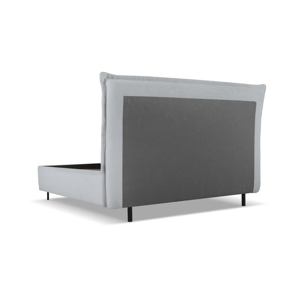 Siva oblazinjena zakonska postelja s prostorom za shranjevanje in letvenim dnom 180x200 cm Armie – Milo Casa-image-3