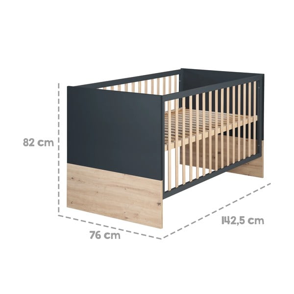 Otroška posteljica v temno sivi in naravni barvi 70x140 cm Lenn – Roba-image-2