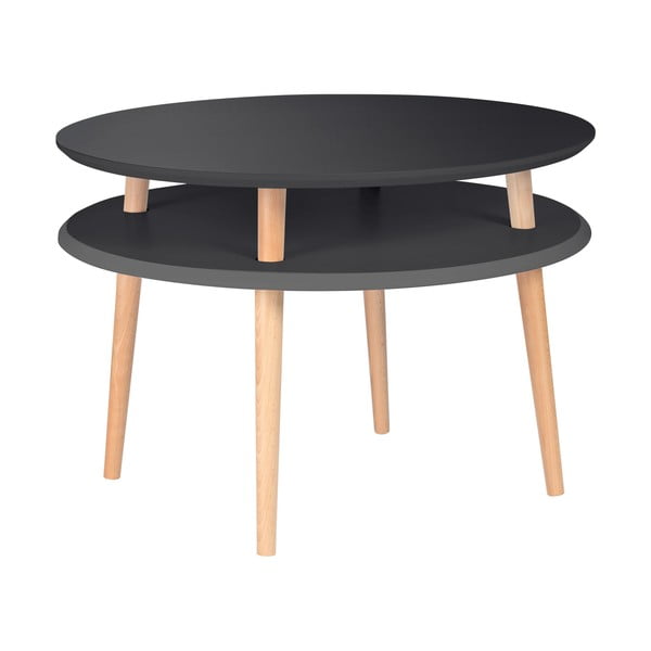 Grafitno siva kavna mizica z naravnimi nogami Ragaba UFO, Ø 70 cm