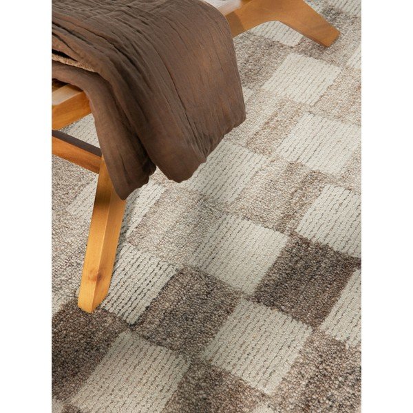 Kremno bela ročno tkana volnena preproga 80x150 cm Boho 1.0 Quadra – Vikosa-image-3