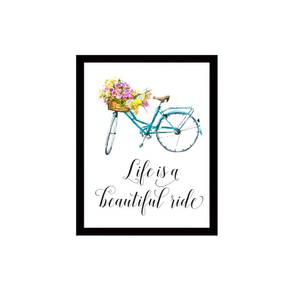 Stenska slika na platnu v črnem okvirju Tablo Center Bicycle, 29 x 24 cm