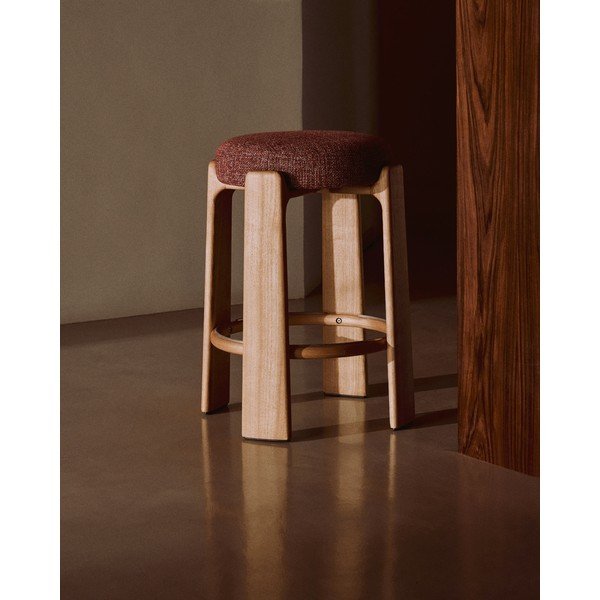 Barski stol iz masivnega jesena v barvi terakote in temni naravni barvi (višina sedeža 65 cm) Granite – Kave Home-image-1