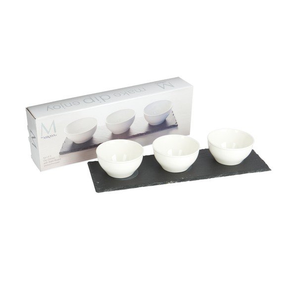 Set 3 posodic za omako iz belega porcelana s stojalom Mikasa-image-2