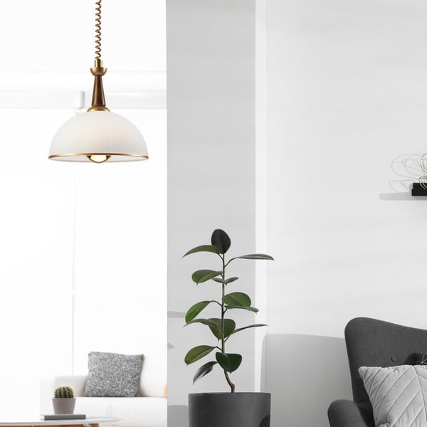 Viseča svetilka v zlati in temno rjavi barvi s steklenim senčilom ø 30 cm Ciara – LAMKUR-image-2