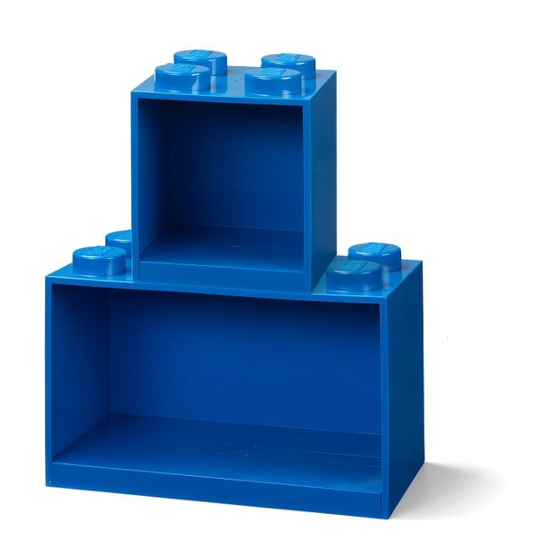 Komplet 2 otroških modrih stenskih polic LEGO® Brick