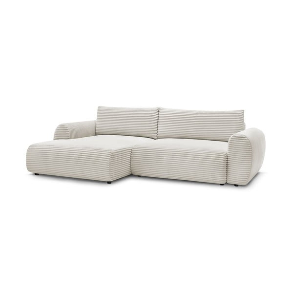 Kremno bela raztegljiva kotna sedežna garnitura iz rebrastega žameta (levi kot) Lucien – Bobochic Paris-image-3