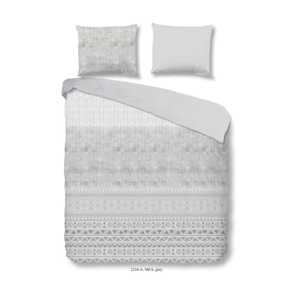 Siva in rjava bombažna posteljnina za zakonsko posteljo Good Morning Mea, 200 x 240 cm