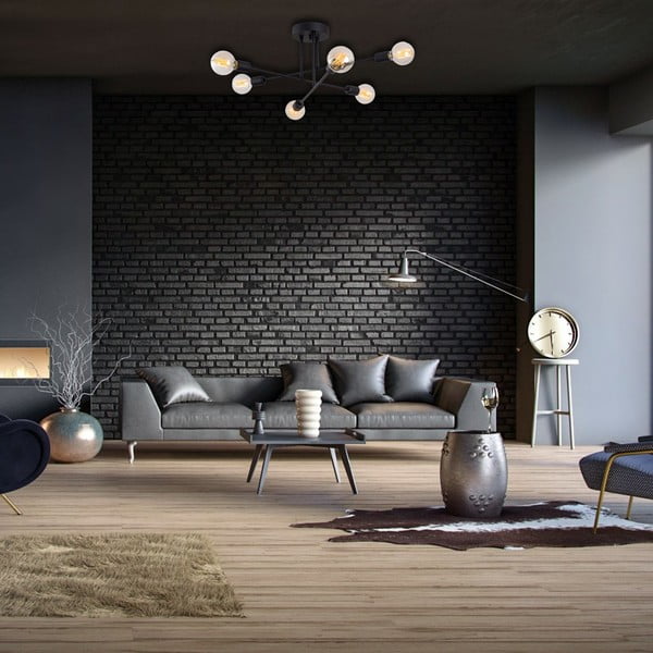 Črna stropna svetilka 64x64 cm Flower – Opviq lights-image-4