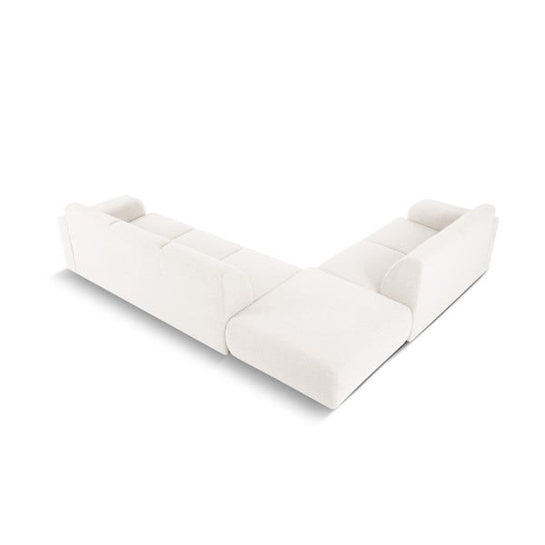 Bela kotna sedežna garnitura iz tkanine bouclé (levi kot) Molino – Micadoni Home-image-3