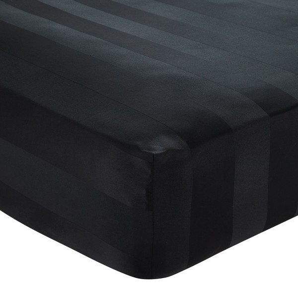 Črna napenjalna satenasta rjuha 150x200 cm So Soft Satin Stripe – Catherine Lansfield