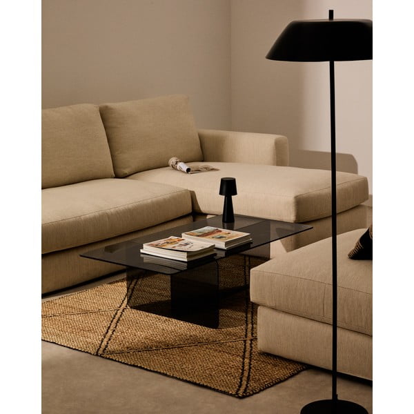 Siva steklena mizica 60x120 cm Zaren – Kave Home-image-1